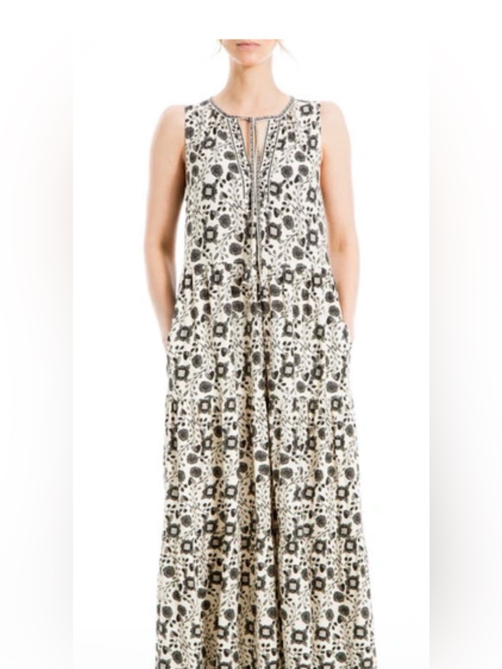 Max Studio maxi dress, large, tan with black